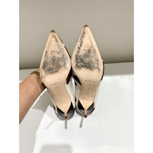 Manolo Blahnik Cow Hide Stilettos Heel Pointy Pumps Brown/White Women's EU 41 - Picture 8 of 8